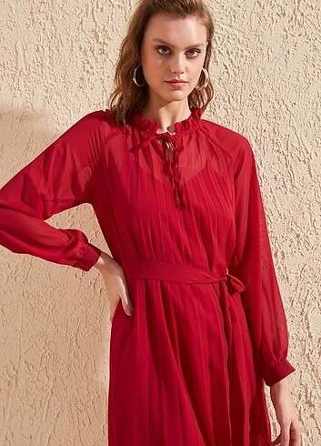s Beden kırmızı Renk Trendyolmilla kadın elbise