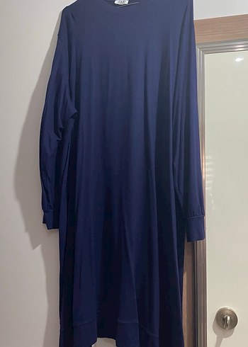 Kadın Lacivert Uzun Kollu Salaş Uzun penye tunik - Görsel 2