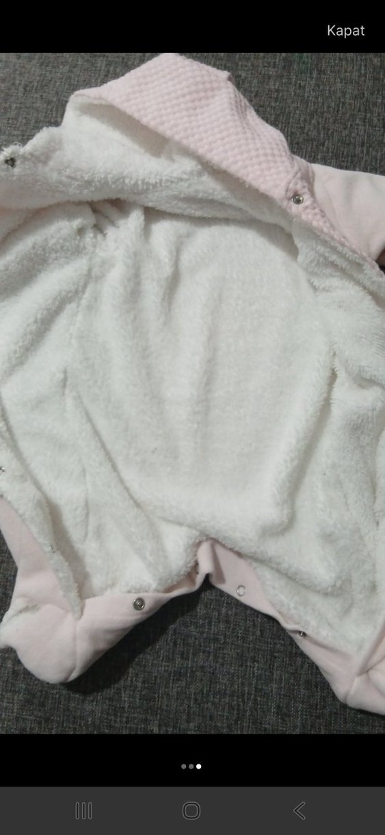 Pembe Nakışlı Örgü Bebek Kız Tulumu - Görsel 3