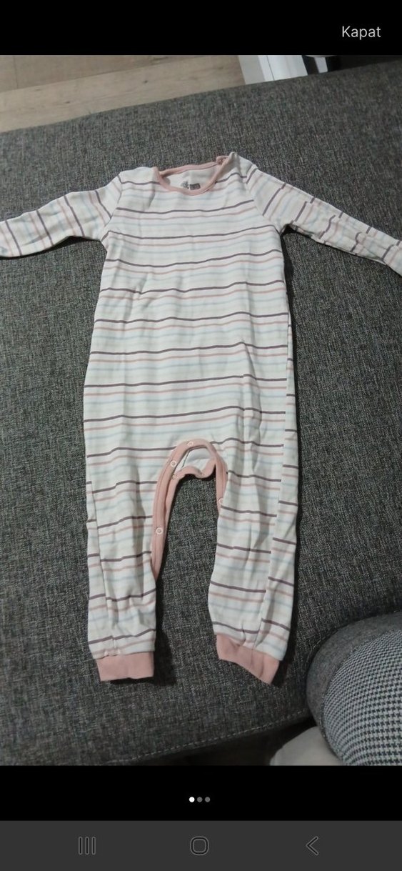 Düğmeli Gri Bebek Kız Tulum - Görsel 3