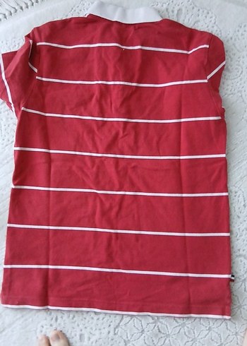 Kırmızı Çizgili Polo Yaka Erkek Tişört - Görsel 2