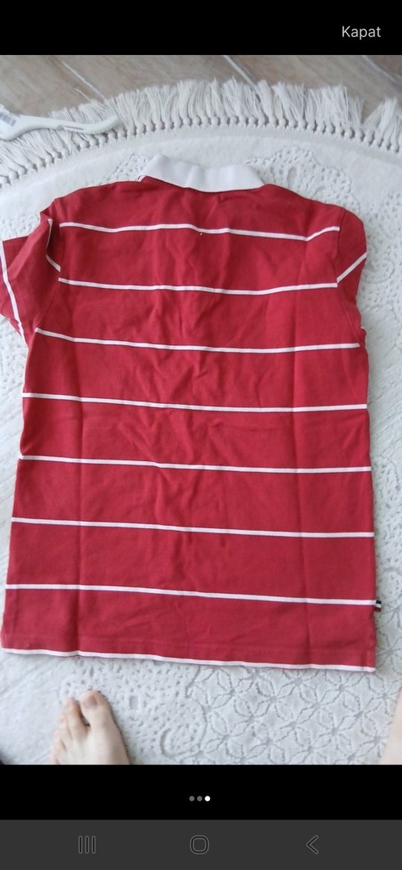 Kırmızı Çizgili Polo Yaka Erkek Tişört - Görsel 2