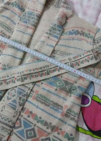 Bohem Çok Renkli Uzun Örgü Kadın Hırka - Görsel 2