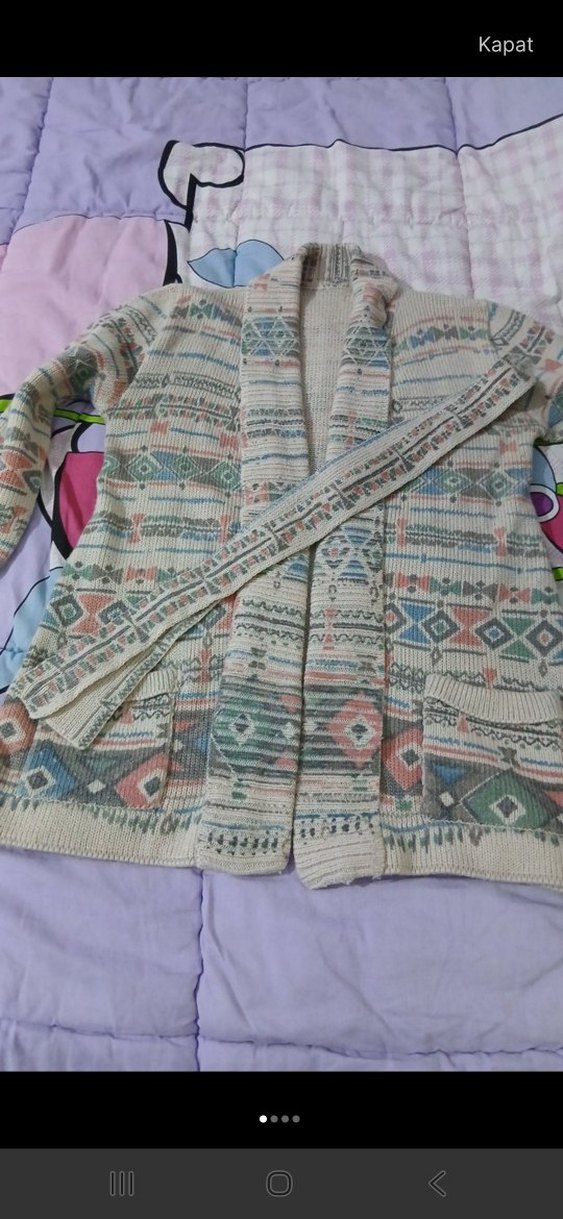 Bohem Çok Renkli Uzun Örgü Kadın Hırka - Görsel 3