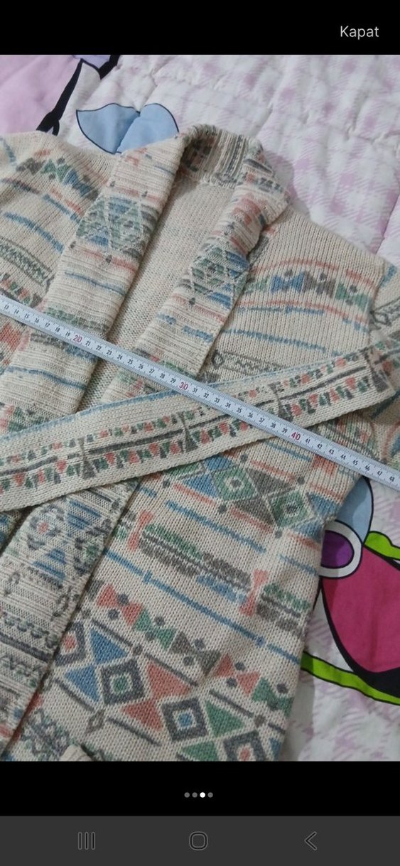 Bohem Çok Renkli Uzun Örgü Kadın Hırka - Görsel 2