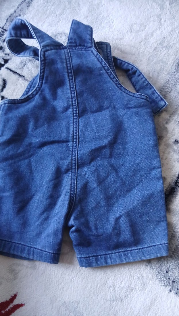 Mavi Nakışlı Erkek Çocuk Kot Tulum - Görsel 2