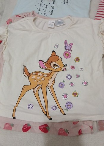 Kız Çocuk Kırmızı Çizgili Uzun Kollu Tişört - Görsel 2