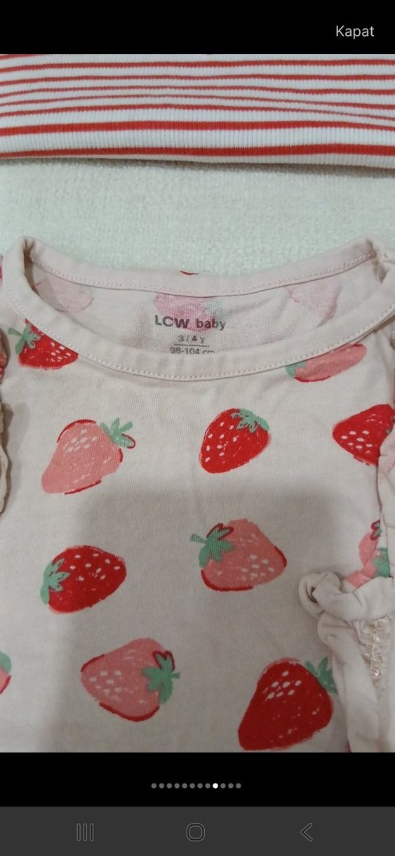 Kız Çocuk Kırmızı Çizgili Uzun Kollu Tişört - Görsel 5