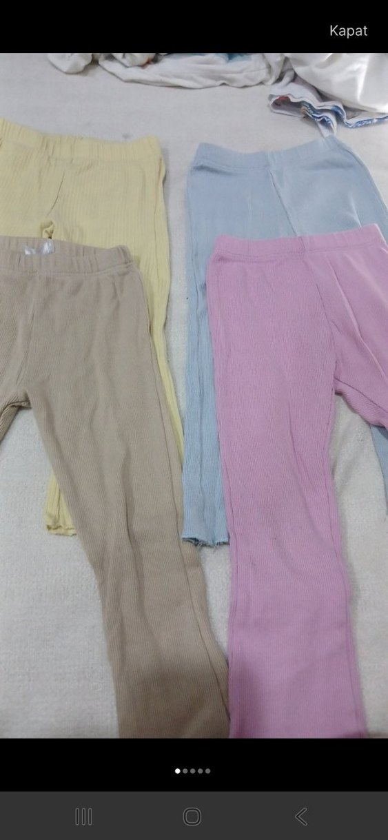 Kız Çocuk Bej Pamuklu Dar Kesim Tayt - Görsel 4