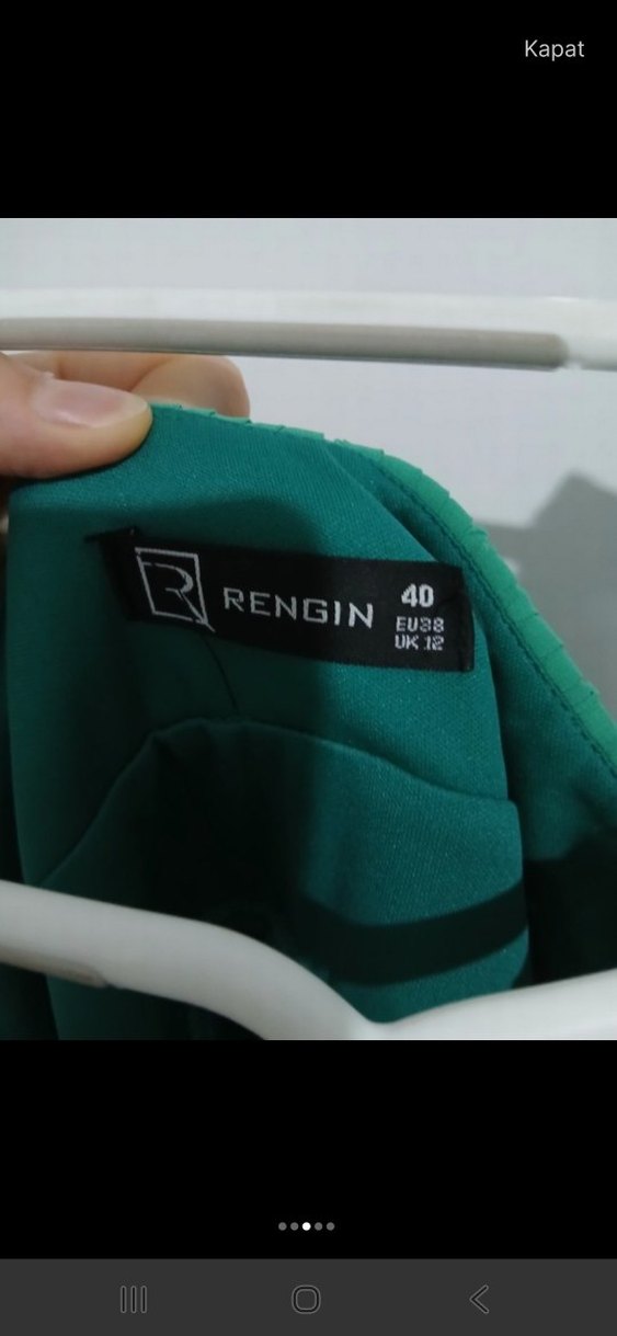 Turkuaz İşlemeli Uzun Abiye Elbise - Görsel 2