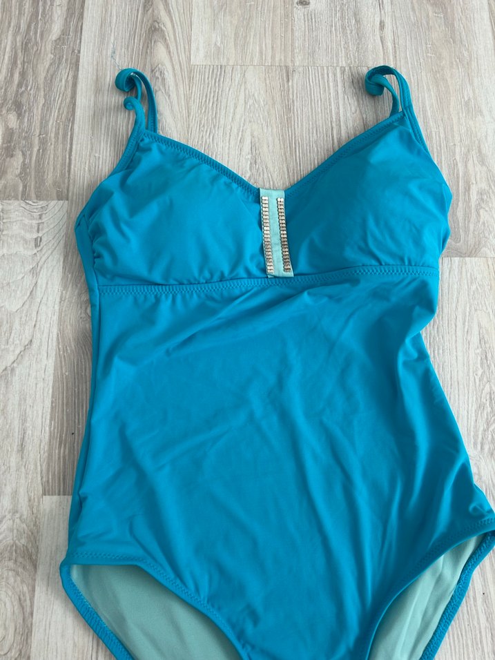 Turkuaz İnce Askılı Kadın Mayo - Görsel 4