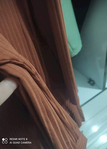 m Beden Diger Kahverengi salaş Tunikli takım , Pilili, Uzun Kollu