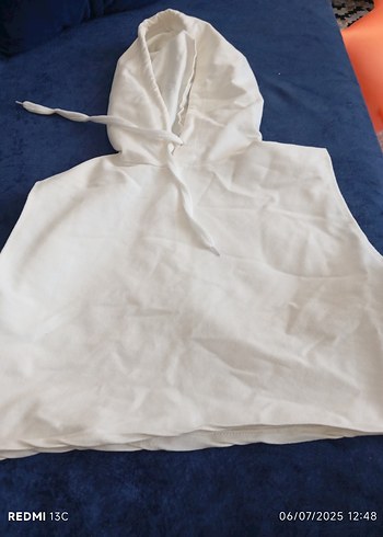 l Beden beyaz Renk Beyaz Kapüşonlu Pamuklu Erkek Sweatshirt