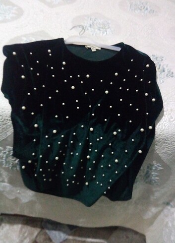 Kadife incili bluz - Görsel 4