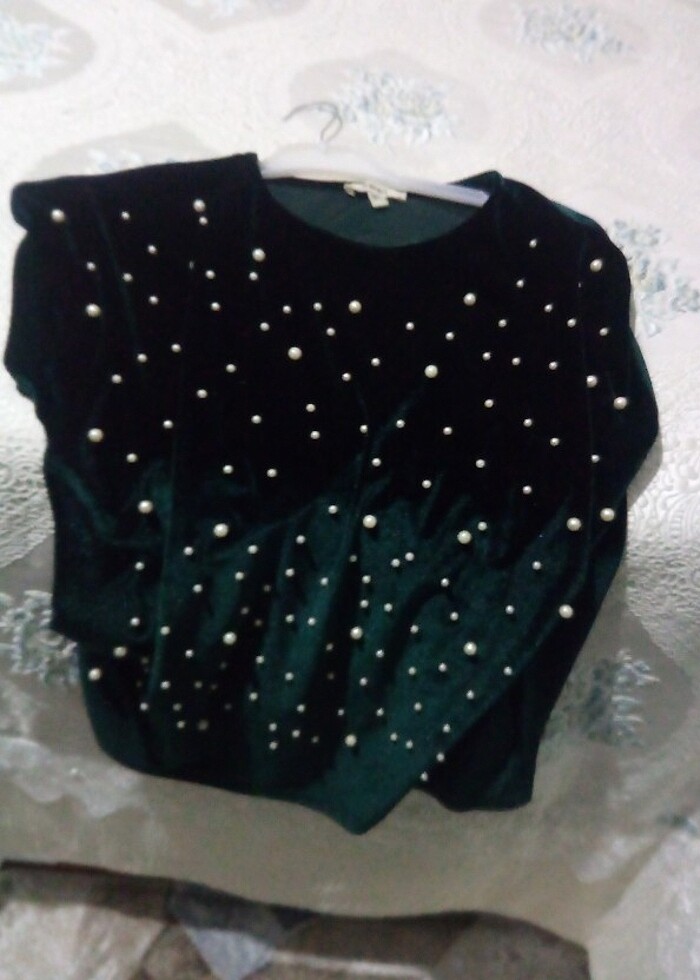 Kadife incili bluz - Görsel 4