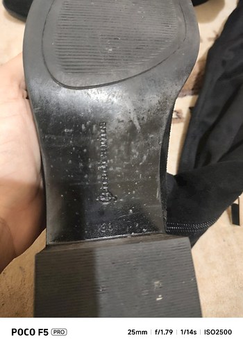 Siyah Kadın Süet Diz Üstü Pliseli Bot - Görsel 4