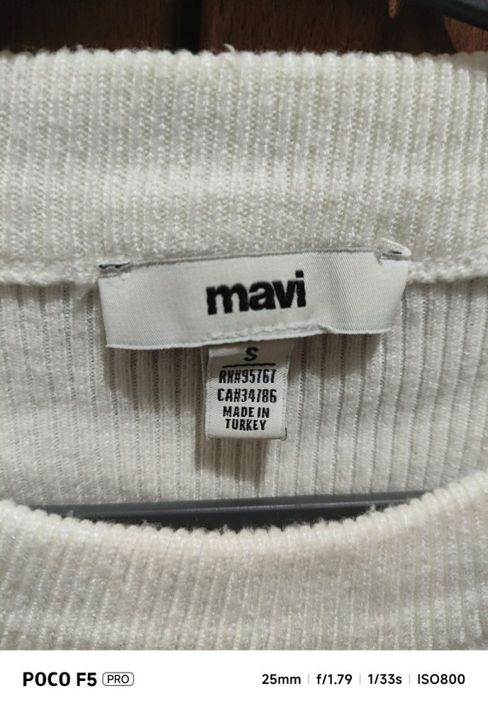 Beyaz Kadın Uzun Kollu Basic crop - Görsel 2