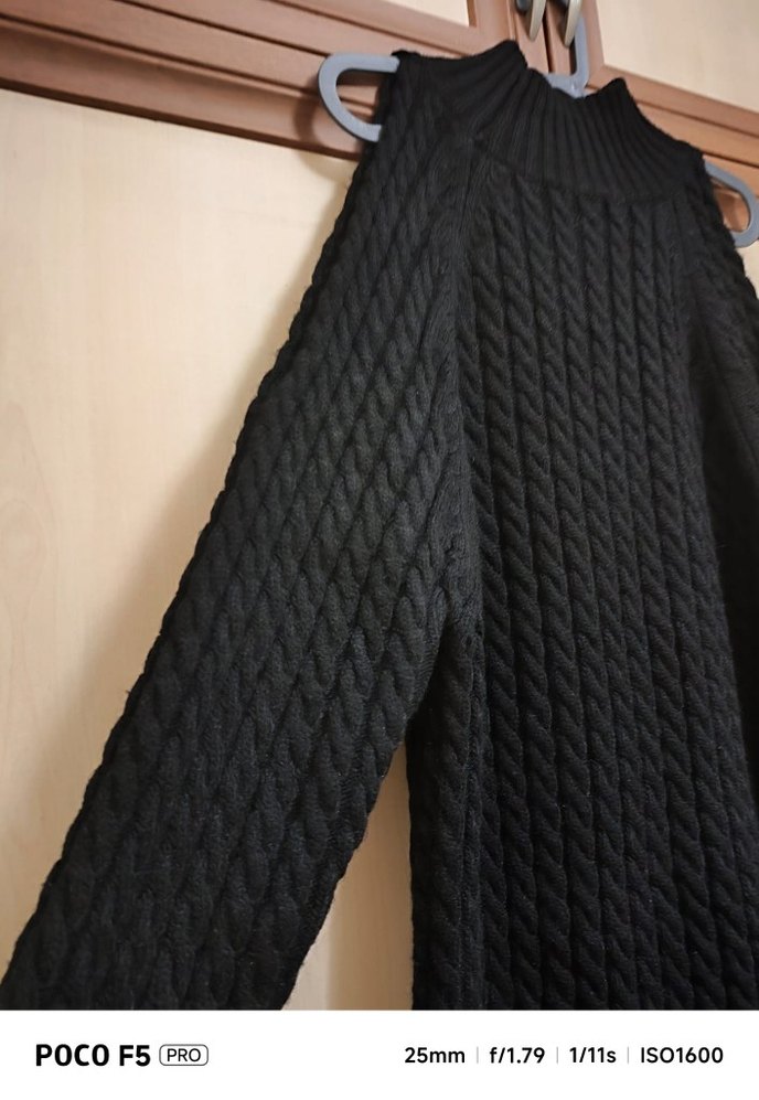 Siyah Balıkçı Yaka Uzun Triko Elbise - Görsel 2