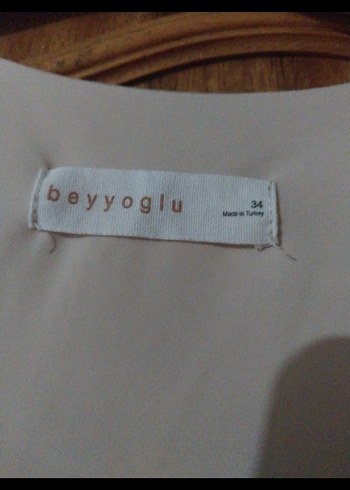 Bej Drapeli V Yaka Uzun Kollu Midi Elbise - Görsel 3