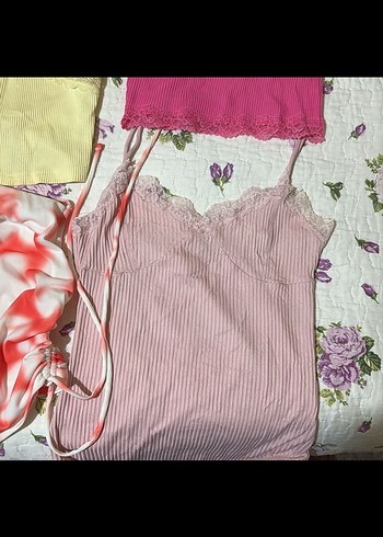 Kadın Vintage Mini Üstler Pastel Renklerde - Görsel 2