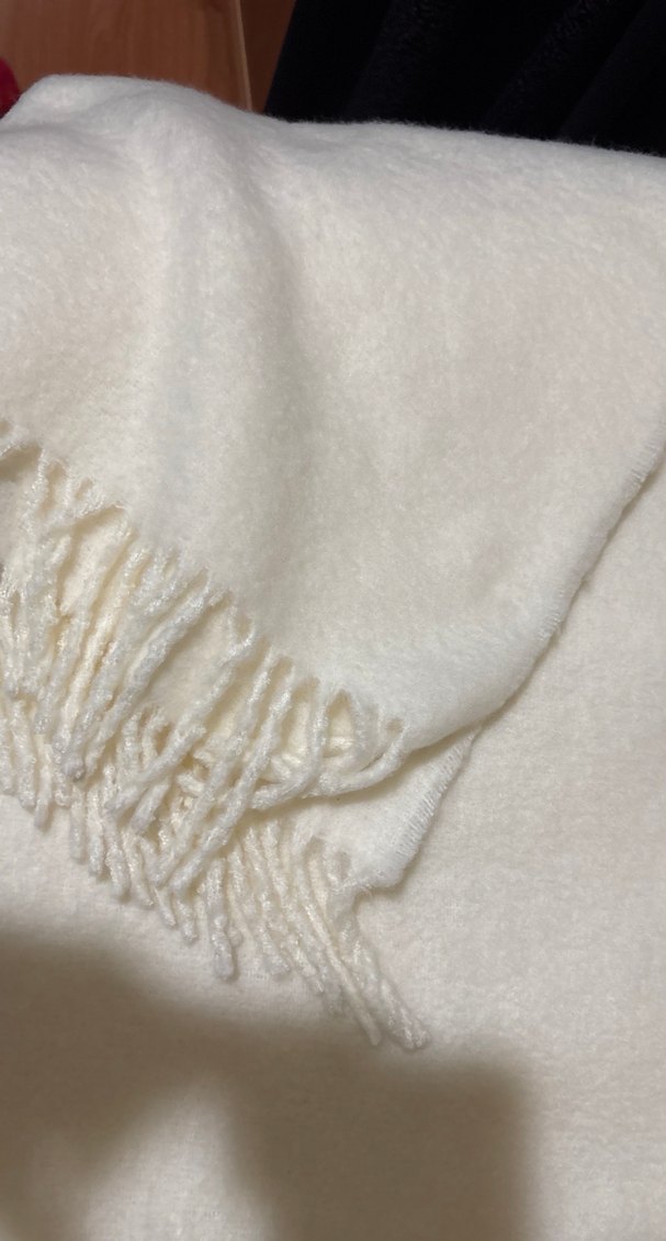 Beyaz Kadın Yün Püsküllü Şal - Görsel 4