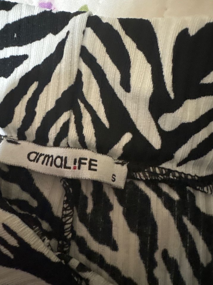 Zebra Desenli Midi Pilili Kadın Pantolon - Görsel 2