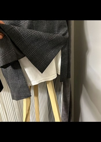 Düğmeli Gri Ekose Erkek Takım Ceket - Görsel 8