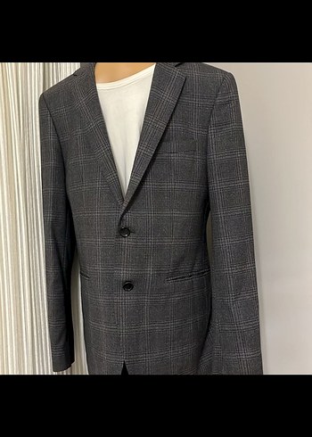 Düğmeli Gri Ekose Erkek Takım Ceket - Görsel 3