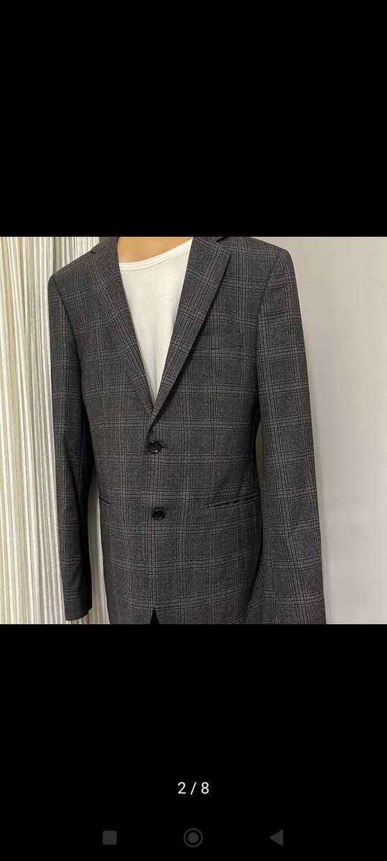 Düğmeli Gri Ekose Erkek Takım Ceket - Görsel 3