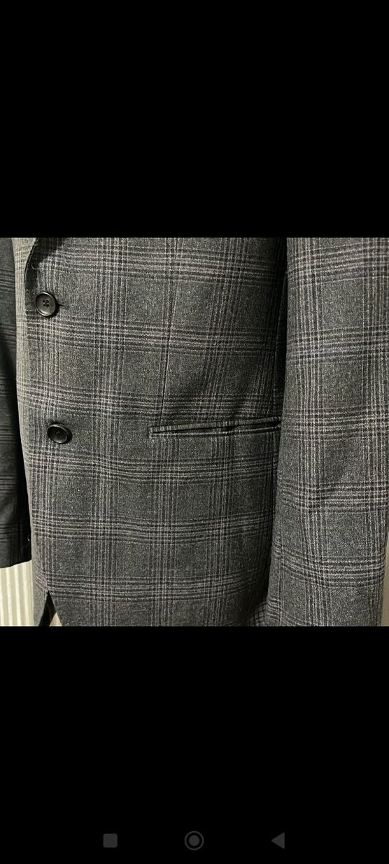 Düğmeli Gri Ekose Erkek Takım Ceket - Görsel 4