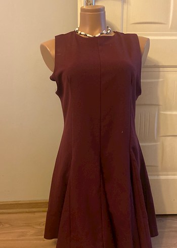 Bordo Kolsuz Mini Elbise