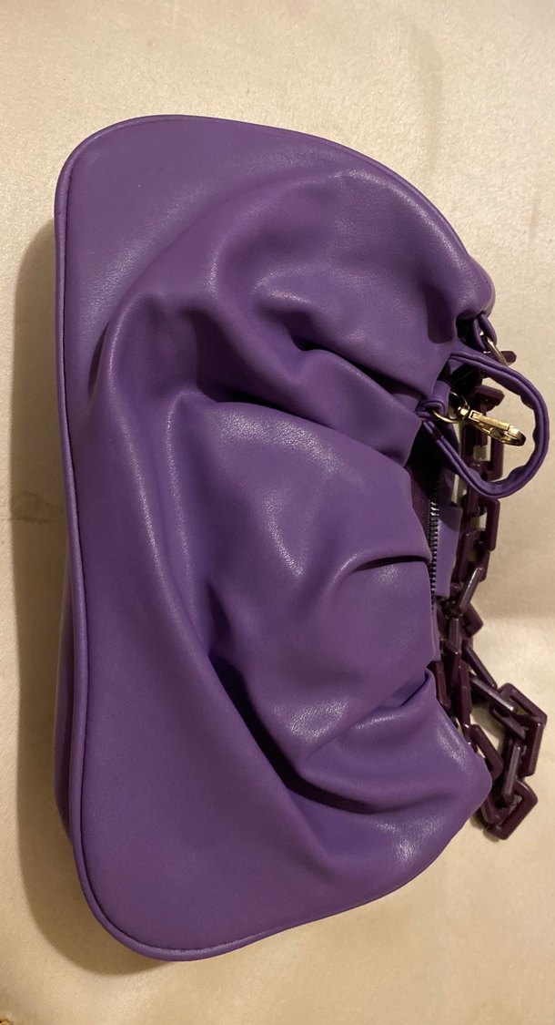 Mor Zincir Detaylı Deri Kadın Çanta - Görsel 3