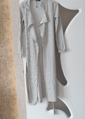 Uzun Boylu Zebra Desenli Kadın Sabahlık - Görsel 2