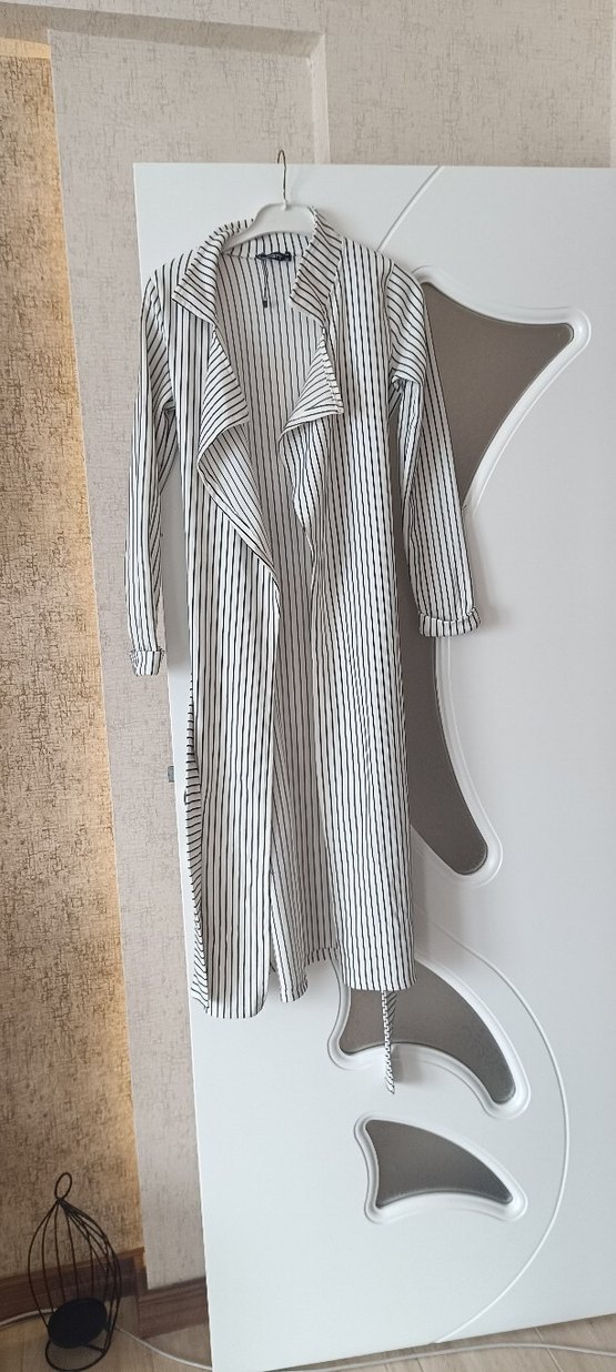 Uzun Boylu Zebra Desenli Kadın Sabahlık - Görsel 2