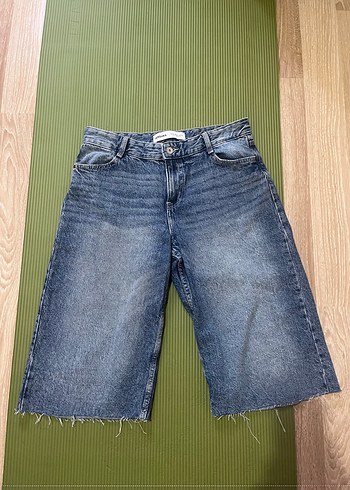 Kadın Bermuda Denim Şort Bol Kesim