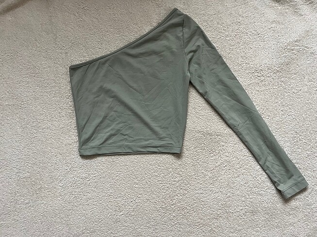 Mint yeşili tek kol crop