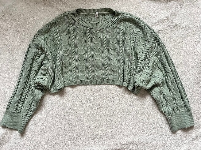defacto mint yeşil crop kazak