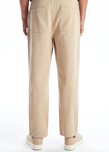 Bej Pamuk Rahat Kesim Erkek Pantolon - Görsel 2