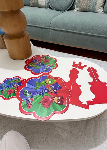 Renkli PJ Masks Parti Süsleri çift taraflı - Görsel 2