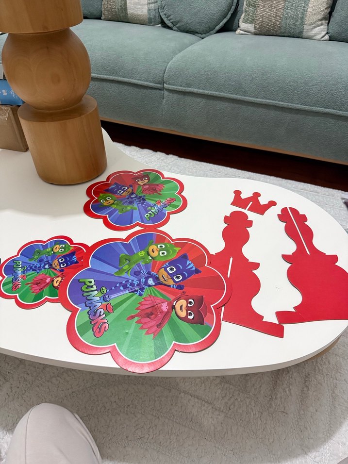 Renkli PJ Masks Parti Süsleri çift taraflı - Görsel 2