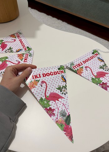 Renkli Flamingo Doğum Günü Bayrağı - Görsel 2