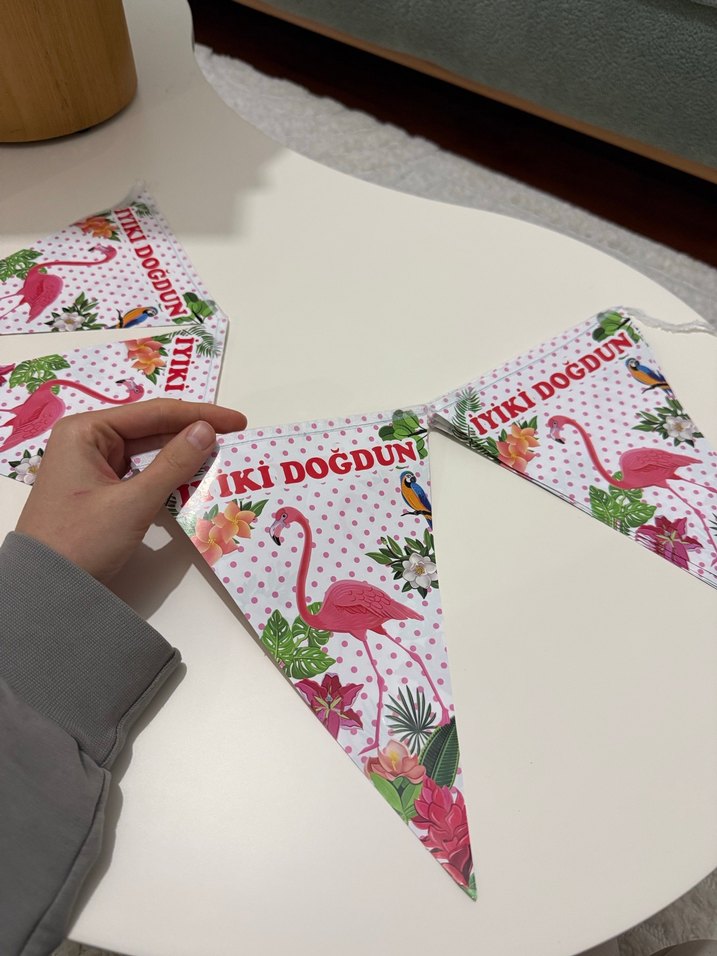 Renkli Flamingo Doğum Günü Bayrağı - Görsel 2