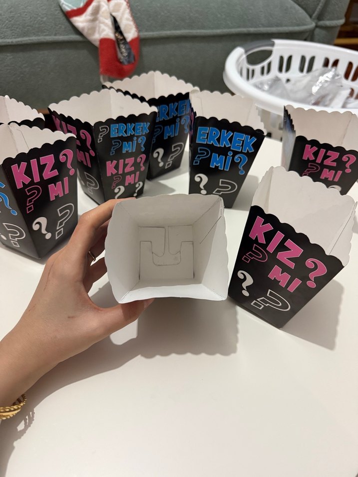 Cinsiyet Belirleme Partisi Popcorn Kutusu 8 adet - Görsel 2