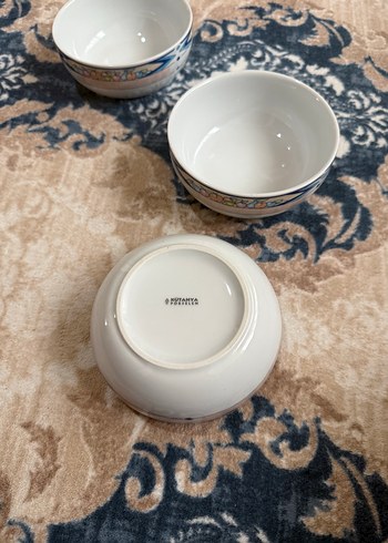 Beyaz ve gri desenli 3 seramik kase - Görsel 3