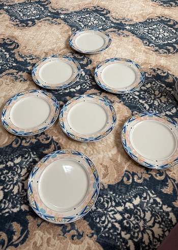 Mavi Kenarlı Seramik yemek takımı - Görsel 3