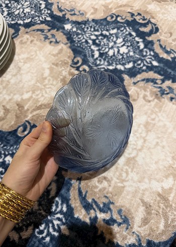 Mavi Dalgalı Desenli Cam Kase Seti ikili - Görsel 5