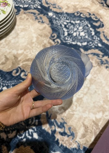 Mavi Dalgalı Desenli Cam Kase Seti ikili - Görsel 3