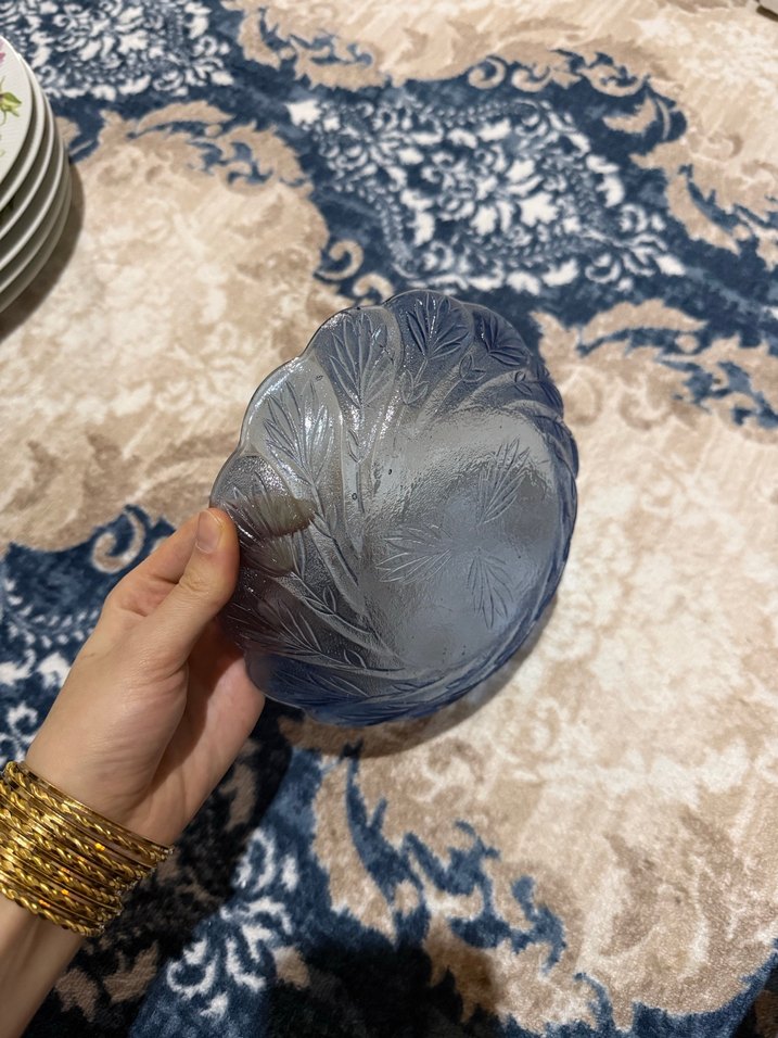 Mavi Dalgalı Desenli Cam Kase Seti ikili - Görsel 5