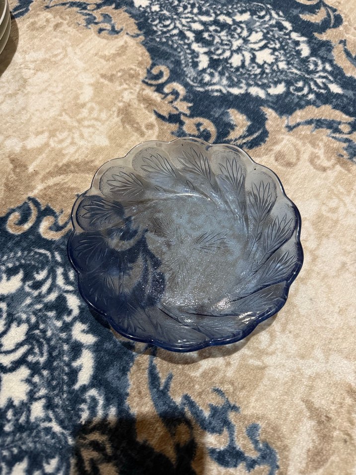 Mavi Dalgalı Desenli Cam Kase Seti ikili - Görsel 4