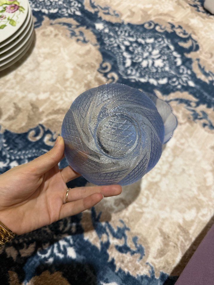 Mavi Dalgalı Desenli Cam Kase Seti ikili - Görsel 3